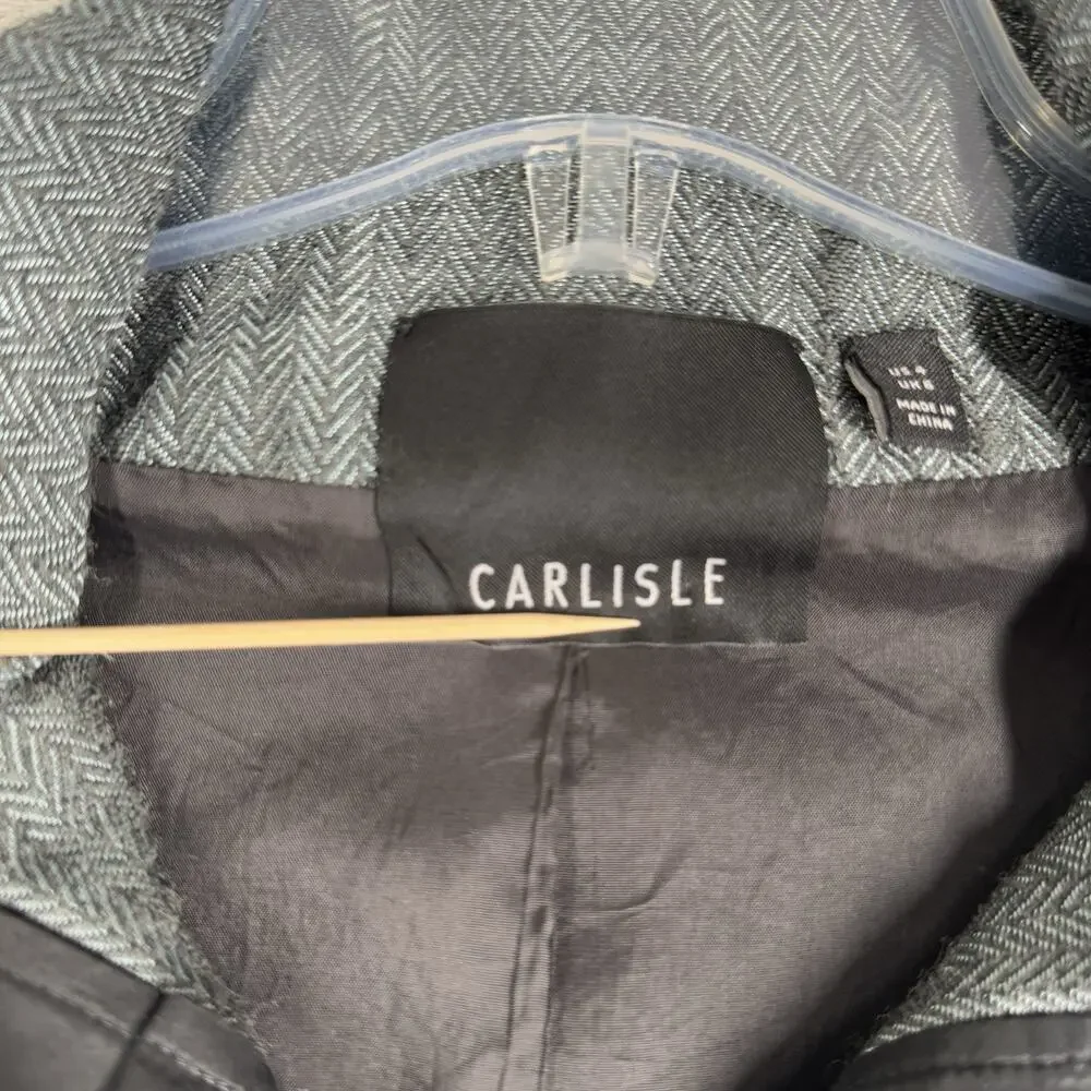 Carlisle Blazer Womens 4 Teal Blue Herringbone Wool‎ Blend Feminine Chic Career